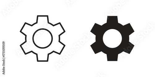 Settings button icon in Line and Silhouette Icon Set. Isolated Vector Illustration.