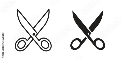 Scissor icon in Line and Silhouette Icon Set. Isolated Vector Illustration.