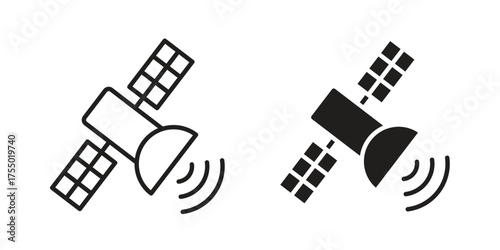 Satellite icon in Line and Silhouette Icon Set. Isolated Vector Illustration.