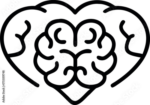 Vector art of brain in heart shape, symbol of love and intelligence