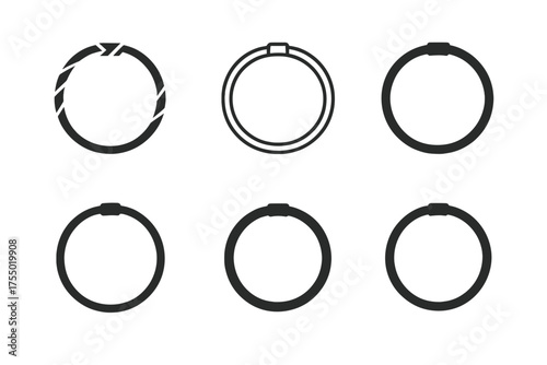 Hula Hoop Logos. hula hoop ring. Set Logo of hula hoop ring: hoop accessory (grip tape and connector). harmonious logo variations of the same emblematic