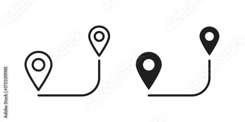 Route icon in Line and Silhouette Icon Set. Isolated Vector Illustration.