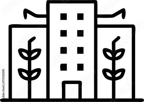 Vector art of ecofriendly building, a symbol of sustainable architecture and green living