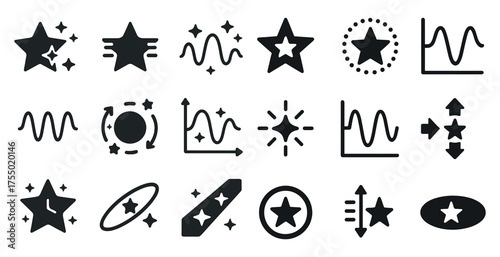 Data analysis solid icons set – graph, chart, trend and statistical symbols