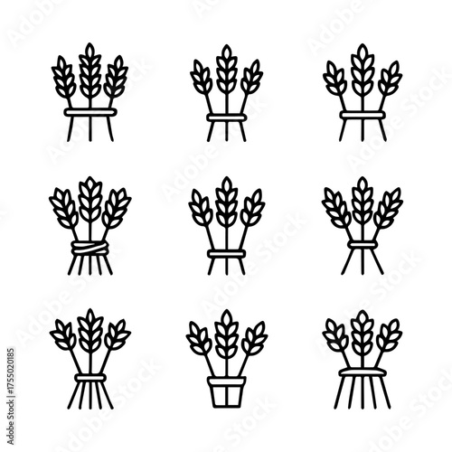 set of outline icons sheaves of wheat vector on a white background
set of 9 line icons, vector, on a white background