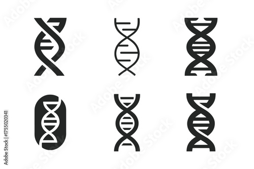 Biohacking DNA Logos. Biohacking and improving human performance. Set Logo of Biohacking and improving human performance: DNA helix. harmonious logo variations