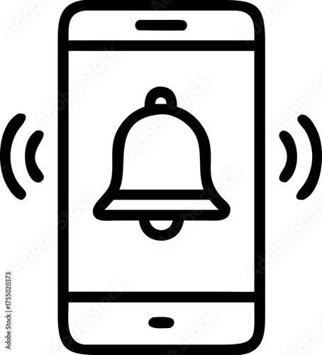 Vector art of ringing phone notification icon for mobile application design