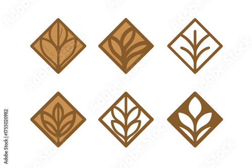Handcrafted Logo Variations. Handcrafted wooden jewelry boxes and organizers. Set Logo of Handcrafted wooden jewelry boxes and organizers: marquetry inlay