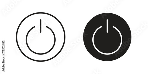 Power button icon in Line and Silhouette Icon Set. Isolated Vector Illustration.