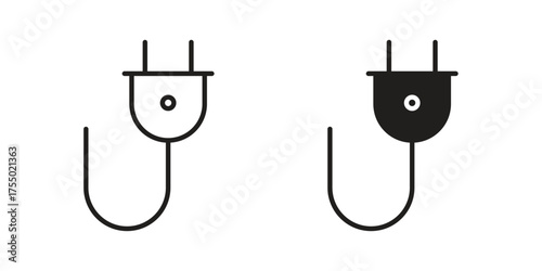 Plug icon in Line and Silhouette Icon Set. Isolated Vector Illustration.
