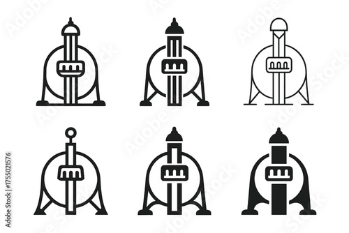 Theme Park Logos. Theme parks and amusement rides. Set Logo of Theme parks and amusement rides: drop tower. harmonious logo variations of the same emblematic
