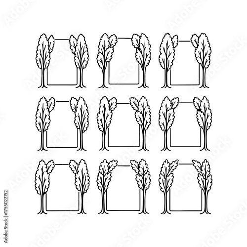 set of outline icons frames with poplar vector on a white background
set of 9 line icons, vector, on a white background