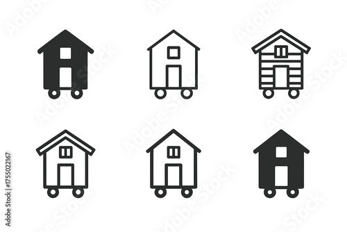 Tiny Homes Logo Variations. Tiny homes and alternative living spaces. Set Logo of Tiny homes and alternative living spaces: Tiny House on Wheels. harmonious