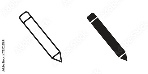 Pencil icon in Line and Silhouette Icon Set. Isolated Vector Illustration.
