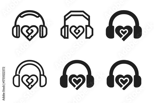 Interlocking Heart Headphones. Long-distance relationships and communication. Set Logo of Long-distance relationships and communication: Shared playlist
