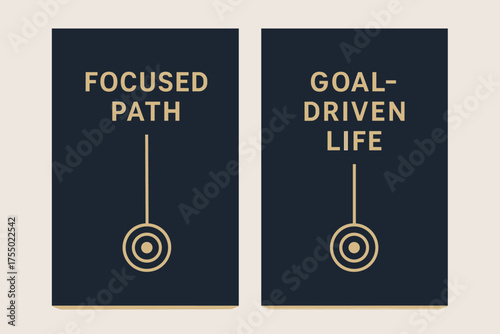 Navy and Gold Banners. Discipline. Two vertical A6 banners with safe margins, centered composition, no elements touching edges, modern minimal, navy and gold,