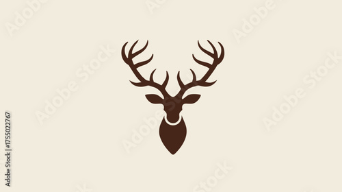 A minimalist image featuring a deer head silhouette against a neutral background
