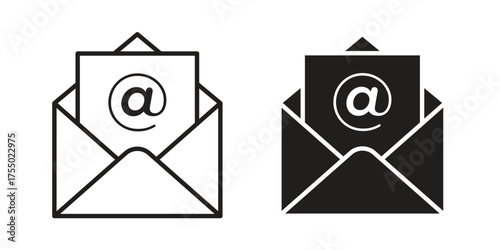 Open email icon in Line and Silhouette Icon Set. Isolated Vector Illustration.