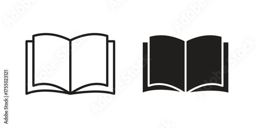 open book icon in Line and Silhouette Icon Set. Isolated Vector Illustration.