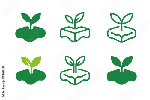 Eco-Friendly Logo Designs. Sustainable packaging. Set Logo of Sustainable packaging: biodegradable foam cushion. harmonious logo variations of the same