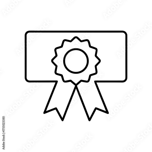 Outline drawing of a ribbon with a rosette on transparent background