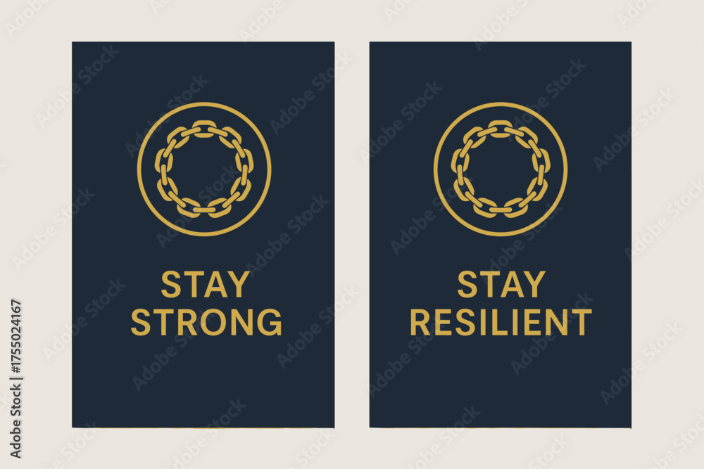 Naklejka premium Navy Gold Discipline Banners. Discipline. Two vertical A6 banners with safe margins, centered composition, no elements touching edges, modern minimal, navy and