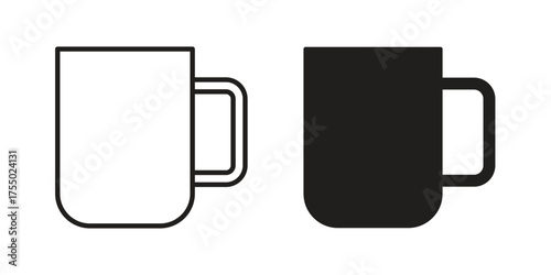 Mug icon in Line and Silhouette Icon Set. Isolated Vector Illustration.