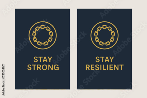 Navy Gold Discipline Banners. Discipline. Two vertical A6 banners with safe margins, centered composition, no elements touching edges, modern minimal, navy and