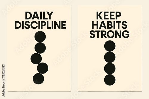 Bauhaus Wisdom Banners. Wisdom. Two vertical A6 banners with safe margins, centered composition, no elements touching edges, bauhaus style, black and cream,