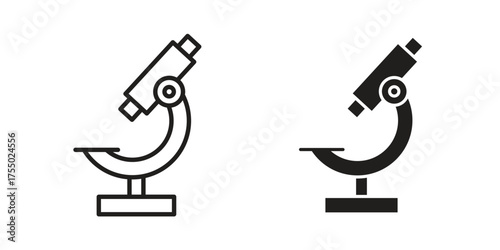 Microscope icon in Line and Silhouette Icon Set. Isolated Vector Illustration.