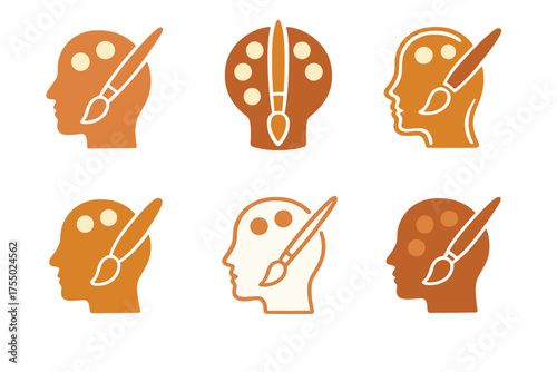 Harmonious Logo Variations. Design and Aesthetics. Set Logo of Design and Aesthetics: color palette. harmonious logo variations of the same emblematic concept,