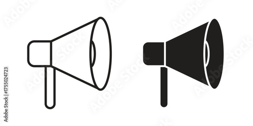Megaphone icon in Line and Silhouette Icon Set. Isolated Vector Illustration.