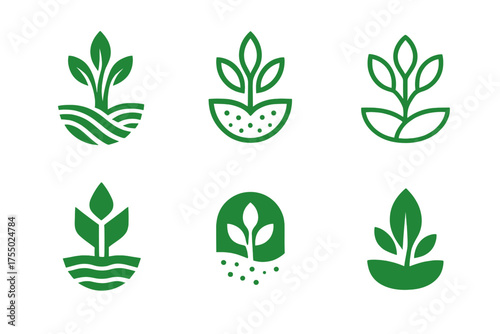 Climate Resilient Logos. climate-resilient infrastructure. Set Logo of climate-resilient infrastructure: green stormwater bioswale. harmonious logo variations