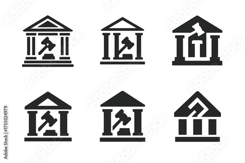 Artistic Auction Logos. Art and antiquities trading and international auctions. Set Logo of Art and antiquities trading and international auctions: auction