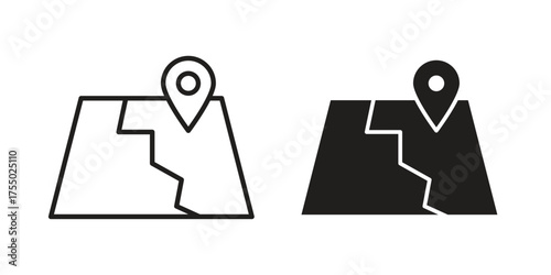 Map icon in Line and Silhouette Icon Set. Isolated Vector Illustration.