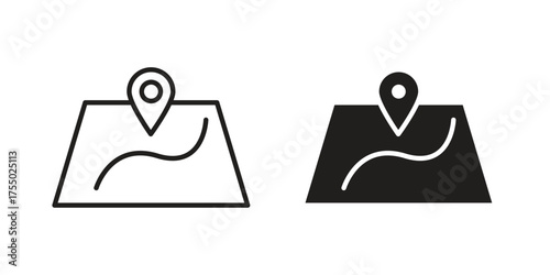 Map icon in Line and Silhouette Icon Set. Isolated Vector Illustration.