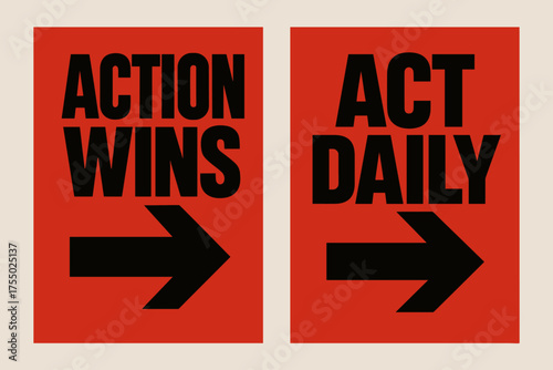 Brutalist Motivation Banners. Resilience. Two vertical A6 banners with safe margins, centered composition, no elements touching edges, brutalist style, black