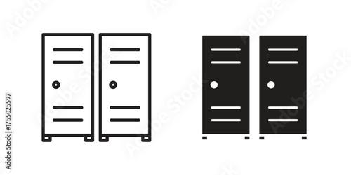 Lockers icon in Line and Silhouette Icon Set. Isolated Vector Illustration.