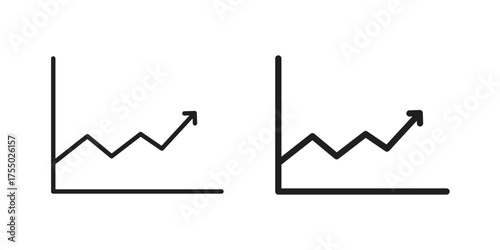 Line chart icon in Line and Silhouette Icon Set. Isolated Vector Illustration.