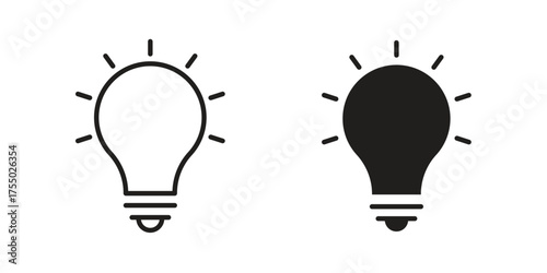 Lightbulb icon in Line and Silhouette Icon Set. Isolated Vector Illustration.