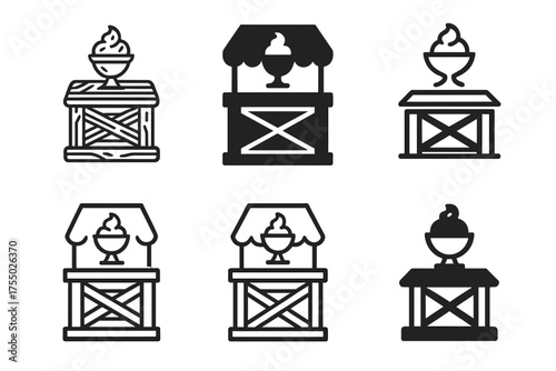 Ice Cream Logo Designs. Outdoor ice cream sundae bar setup. Set Logo of Outdoor ice cream sundae bar setup: Wooden Crate Display. harmonious logo variations of