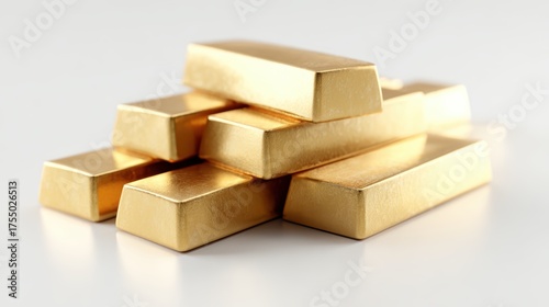 A strong, imposing arrangement of pure gold bullion bars, representing solid investment and financial stability. 3D-rendering.