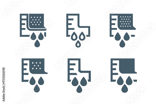 Waterproof Membrane Logos. Waterproof membrane installation. Set Logo of Waterproof membrane installation: foundation wall membrane. harmonious logo variations