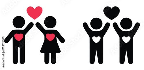 Couples holding hearts symbolizing love and connection