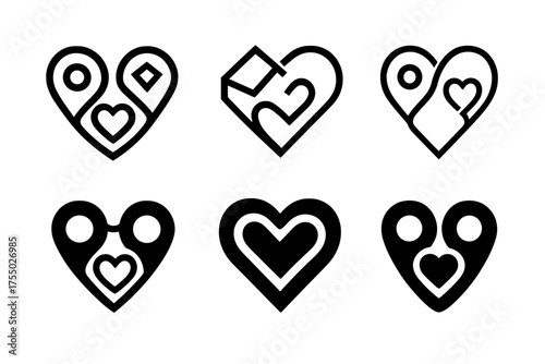 Heartfelt Connection Logos. Long-distance relationships and communication. Set Logo of Long-distance relationships and communication: Two map location pins