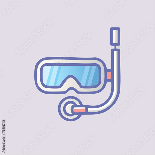 Illustration of a snorkel and diving mask, perfect for underwater exploration and recreational activities.