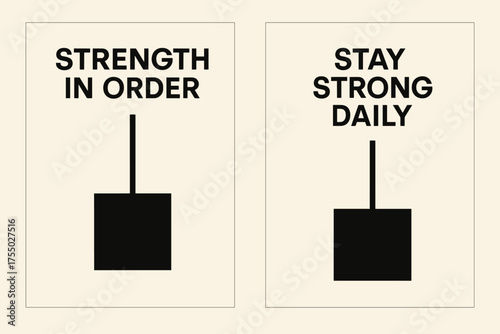 Bauhaus Strength Banners. Wisdom. Two vertical A6 banners with safe margins, centered composition, no elements touching edges, bauhaus style, black and cream,