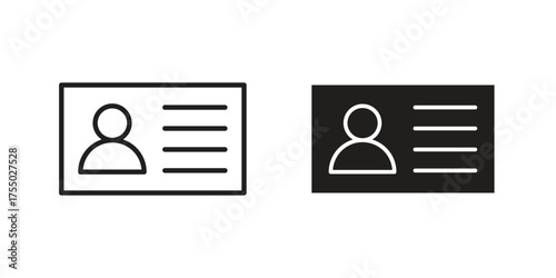 Identity card icon in Line and Silhouette Icon Set. Isolated Vector Illustration.