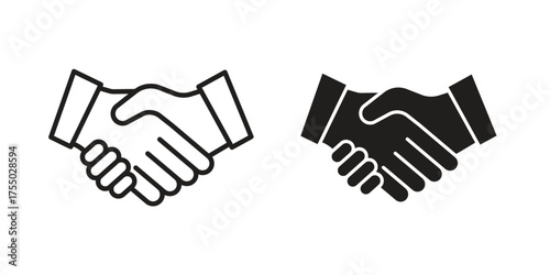 Handshake icon in Line and Silhouette Icon Set. Isolated Vector Illustration.