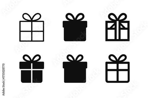 Gift Logo Variations. Gifts. Set Logo of Gifts: wrapped present with ribbon. harmonious logo variations of the same emblematic concept, each with different